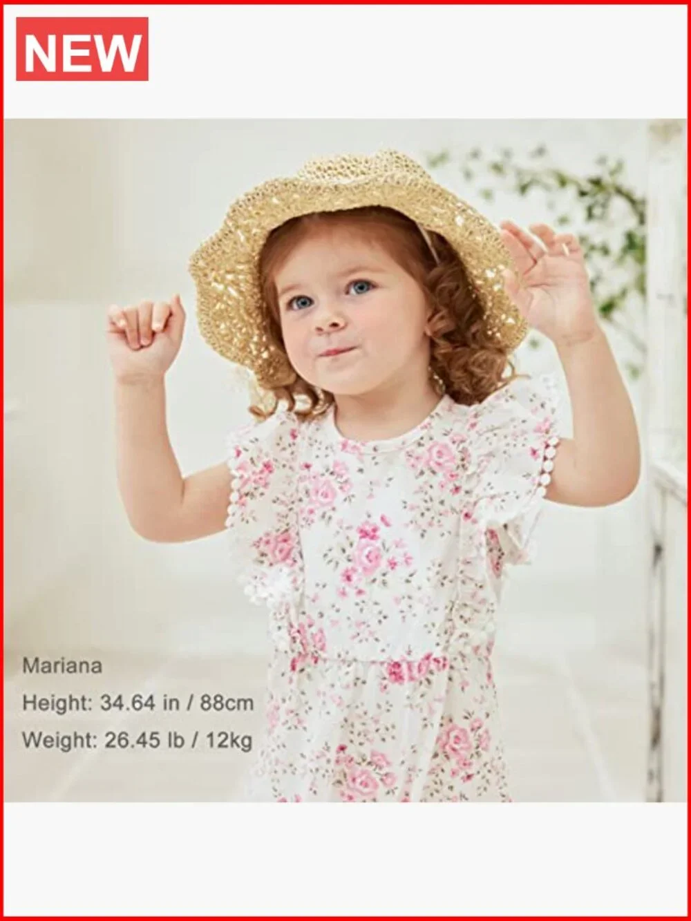 Toddler Girls Straw Sun Hat with Chin Strap for Beach Travel